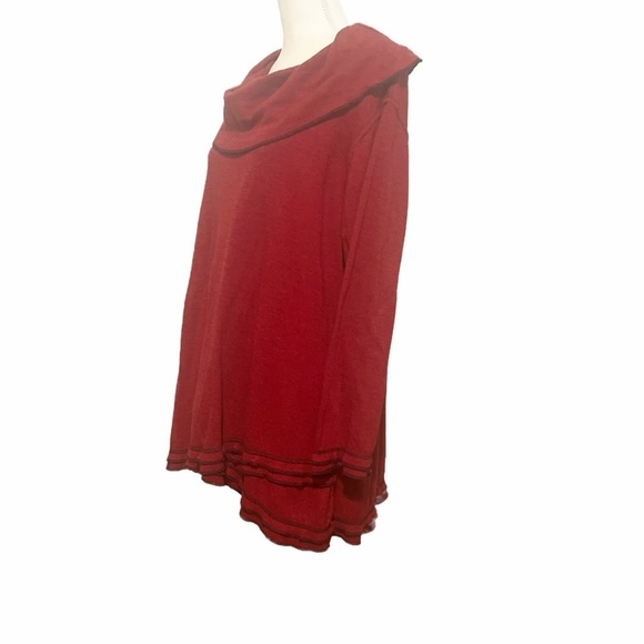 Parsley & Sage Red Tunic with Cowl Neck and Asymmetrical Hem - Picture 5 of 8